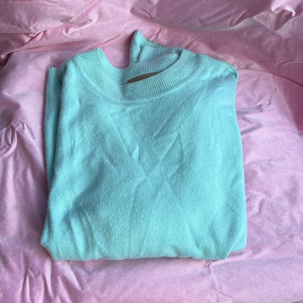 Kim Rogers Crew Neck Blue Long Sleeves Acrylic Sweater Ribbed Women’s Large L